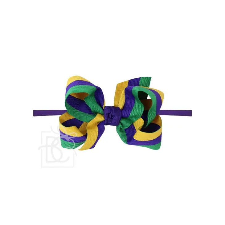 BC Striped Mardi Gras Baby Bow Headband