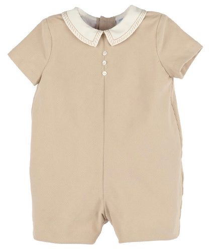Luli & Me Cozy Cord Boy Romper-Beige