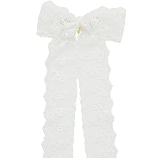 Princess Lace Long Bow-White