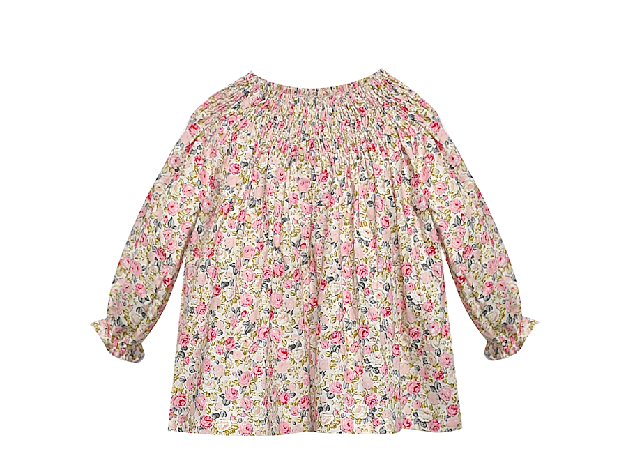 RN PInk Rose Smocked L/S Bernadette Blouse