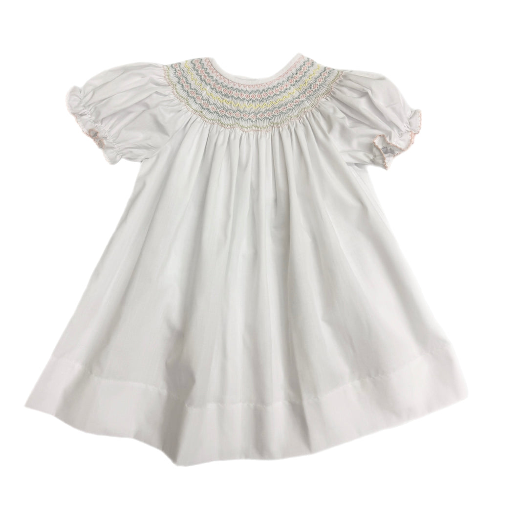 Lulu Bebe Classic Pastel Bishop Dress-White