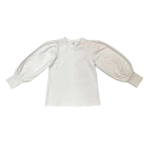ML Kids Puff Sleeve Basic Top-White