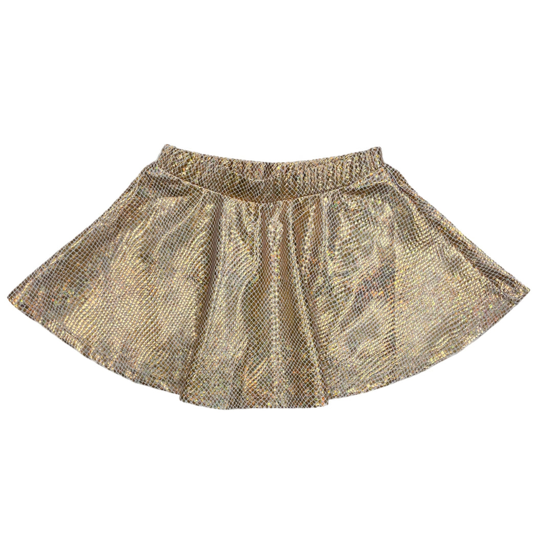 Lulu Bebe Metallic Gold Print Skort