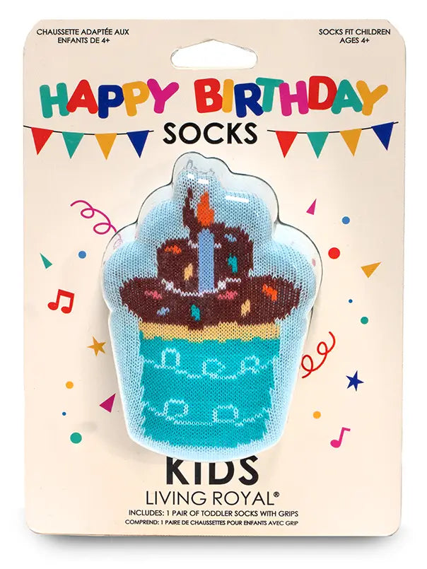 Cupcake Birthday Crew Socks-Blue