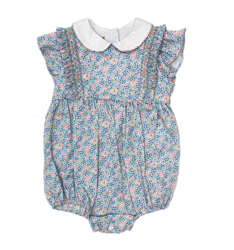 Claire & Charlie Pleated Smocked Liberty Print Bubble