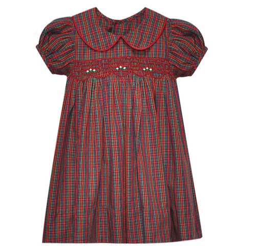 RN Juliette Red Plaid Smocked Dress
