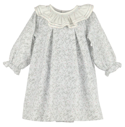 Luli & Me Willow Floral Smocked Float-Blue