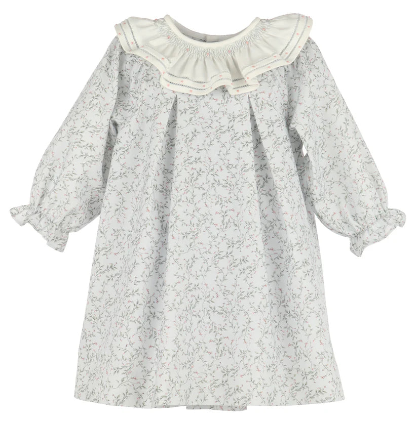 Luli & Me Willow Floral Smocked Float-Blue