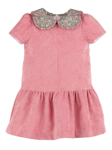 Luli & Me Cord Petal Print Dress-Rose