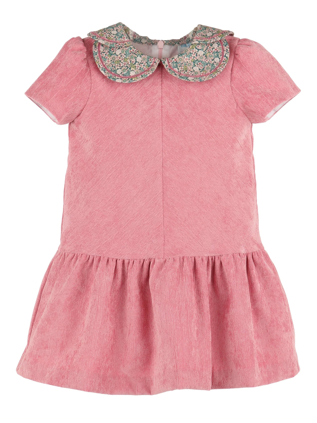 Luli & Me Cord Petal Print Dress-Rose