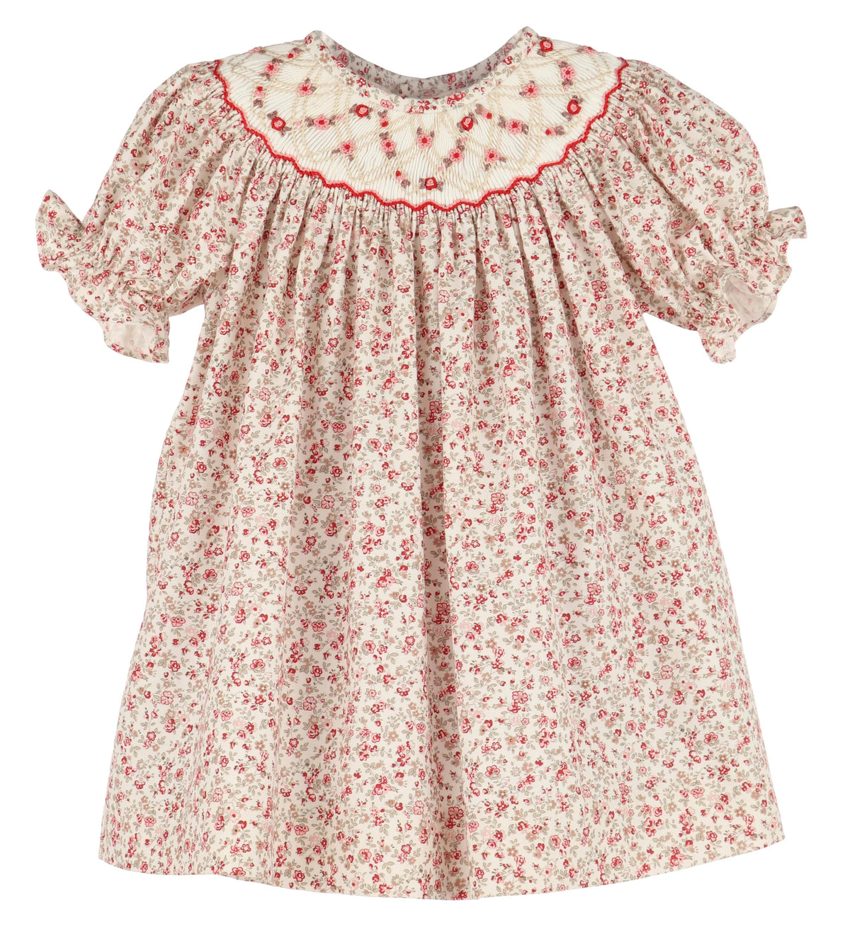 Luli & Me Mulberry Floral Bishop Dress-Red