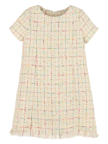 Luli & Me Tweed Princess Dress-Ivory