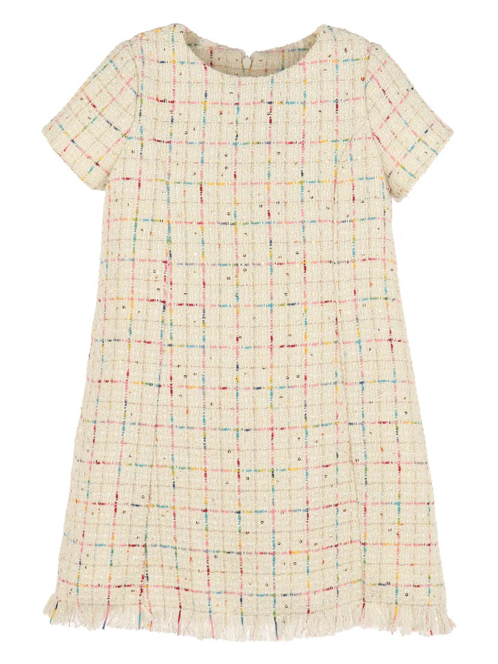 Luli & Me Tweed Princess Dress-Ivory