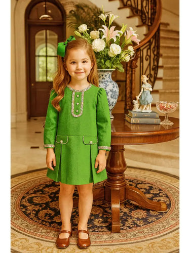 Marco & Lizzy Fall Green Cord A Line Dress
