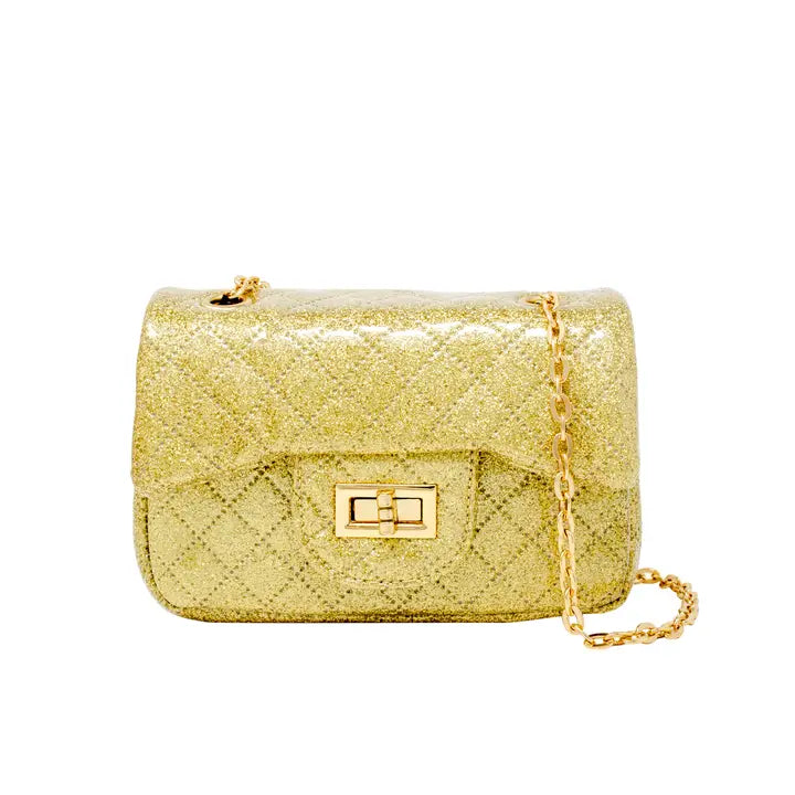 Classic Quilted Sparkle Mini Bag-Gold