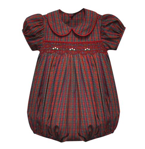 RN Juliette Red Plaid Smocked Bubble