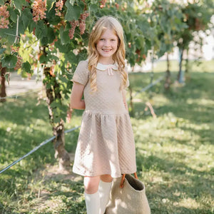 H&H Oatmeal Quilted Dress with Bow