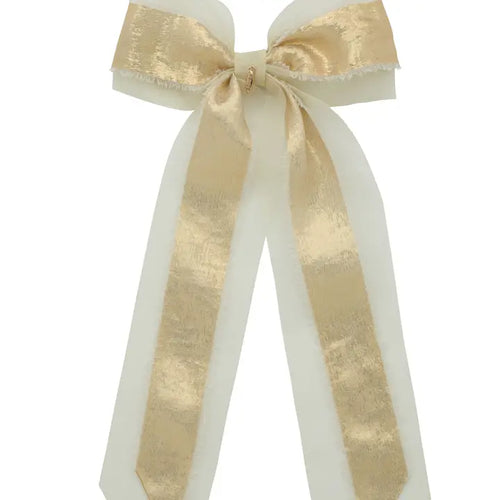 Primrose Princess Long Tail Bow-Ivory/Gold
