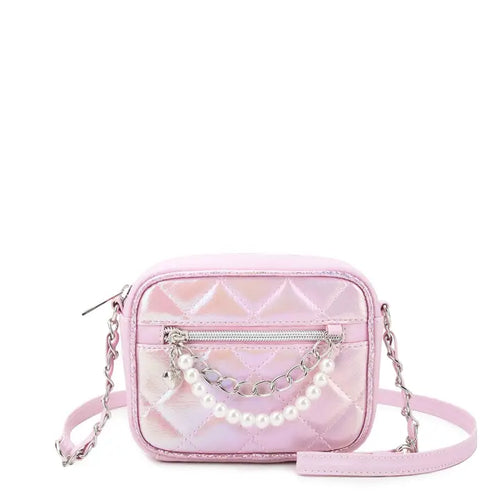 OMG Quilted Holographic Crossbody Bag w/ Chain