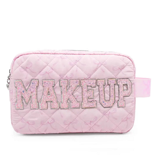 Makup Bow Printed Quilted Pouch