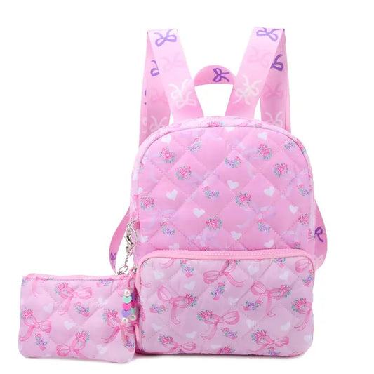 Quilted Scrunchies Printed Mini Backpack with Coin Purse