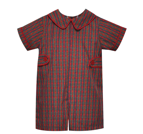 RN Williams Red Plaid Romper