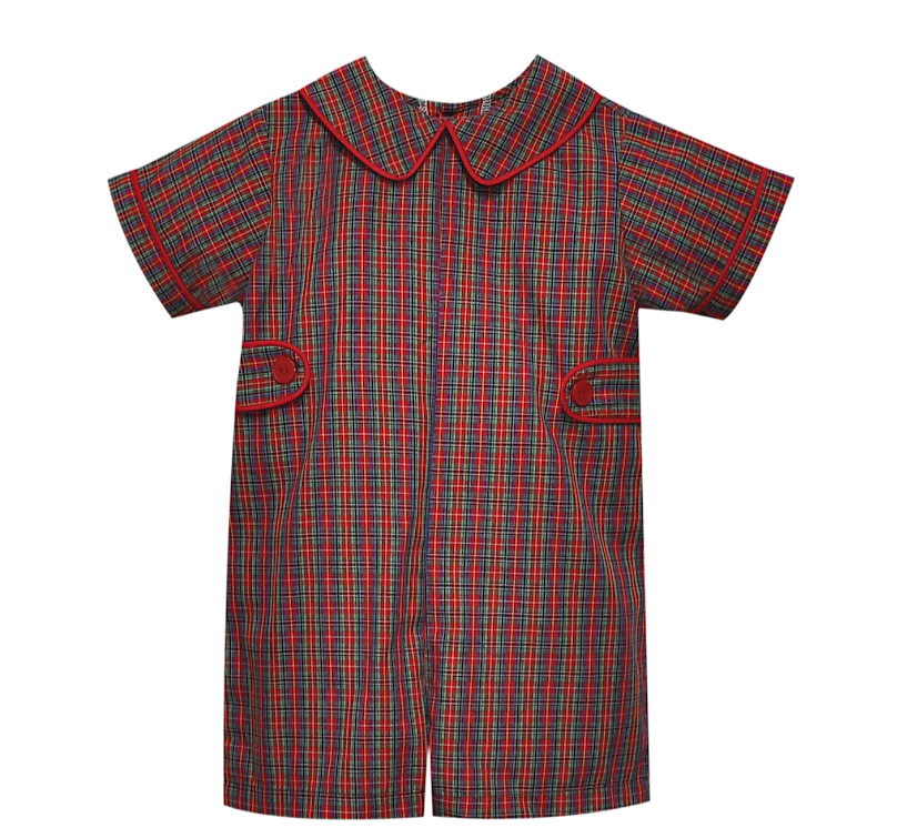 RN Williams Red Plaid Romper
