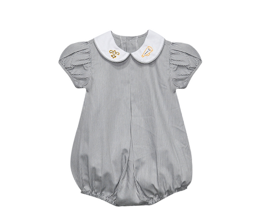 Southern Saturday Fleur de Lis Hand Emb. Collar Girl Bubble