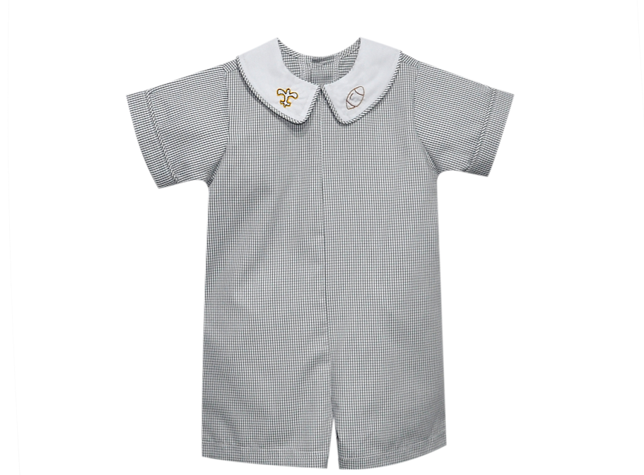 Southern Saturday Fleur de Lis Hand Emb. Romper