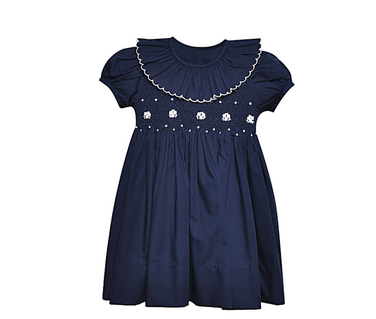 Juliette Smocked Dress w/ Ruffle Collar