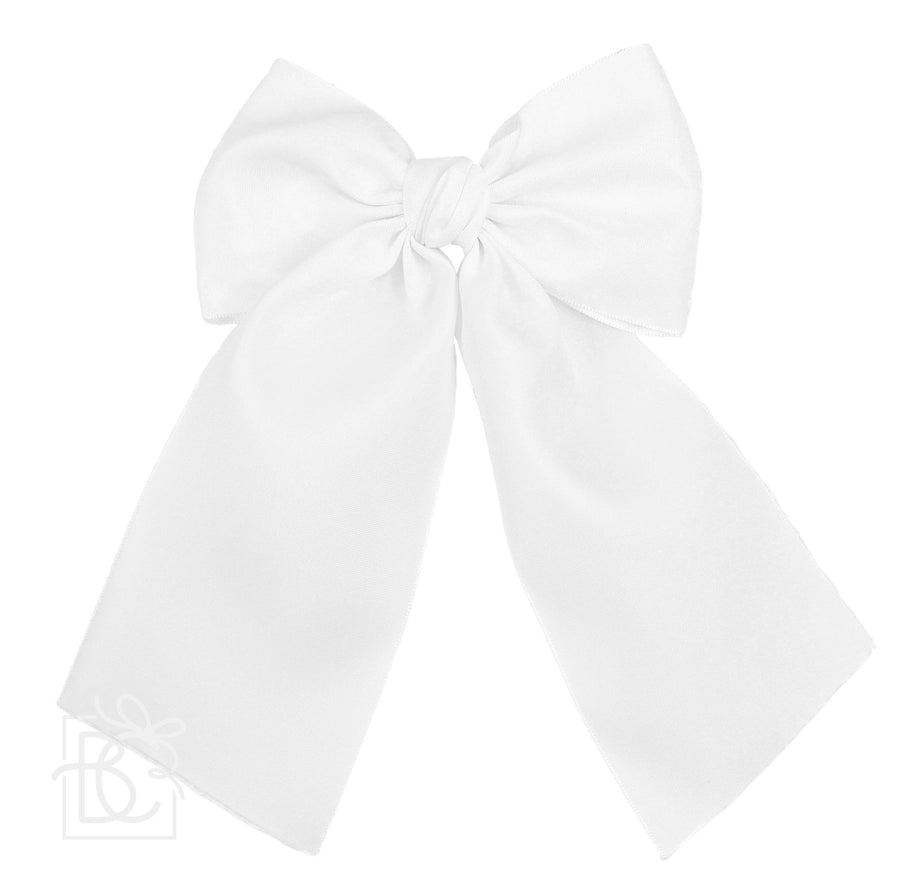 BC 5.5" White Satin Euro Knot Bow w/ Tails