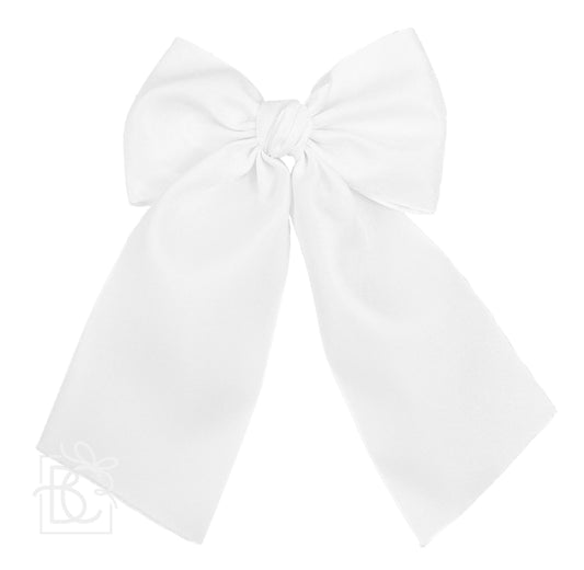 BC 5.5" White Satin Euro Knot Bow w/ Tails