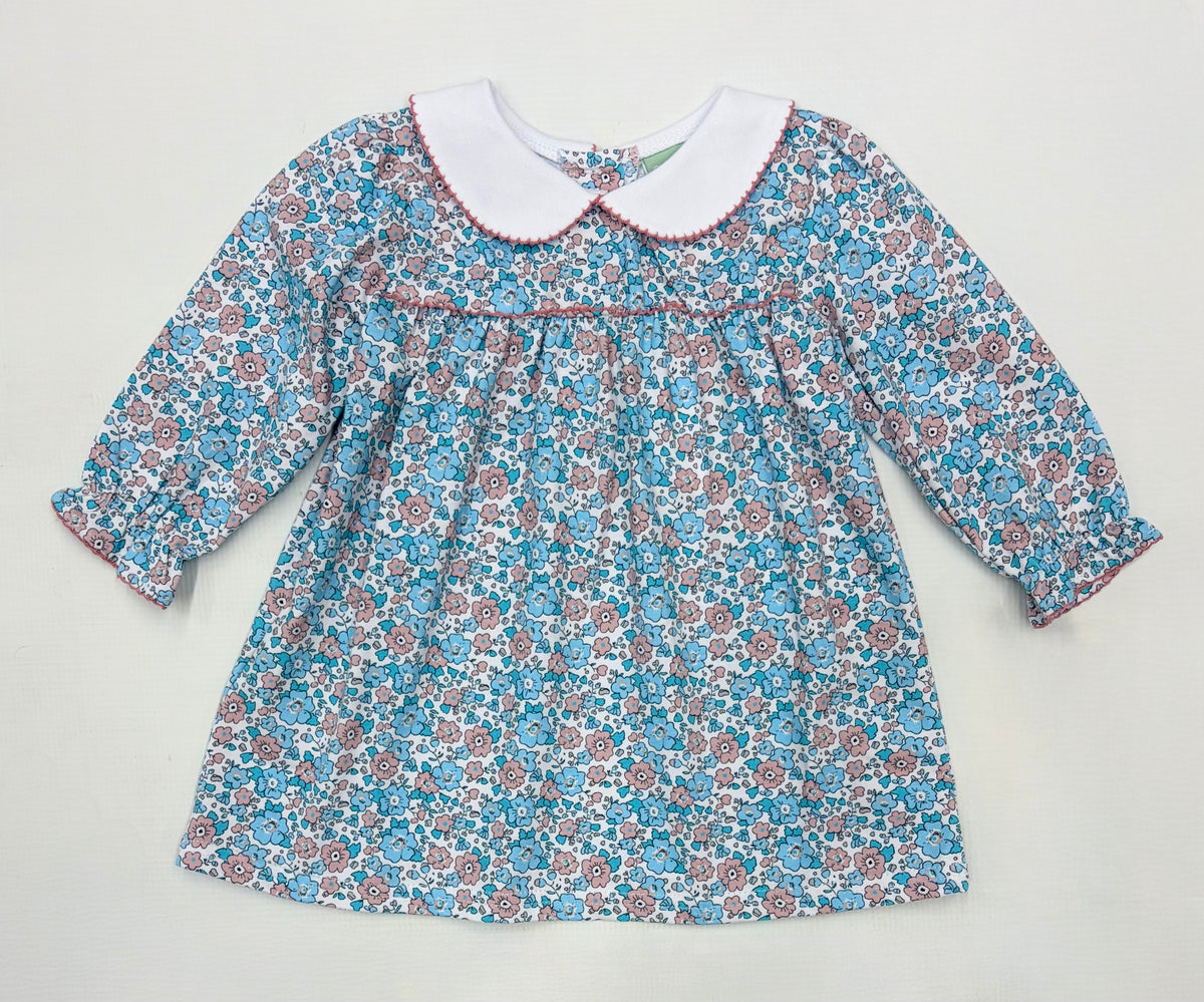 Pink/Blue Floral Peterpan Collared Dress
