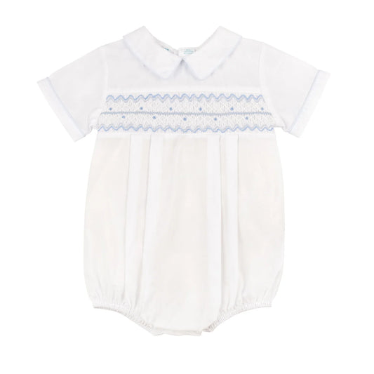 Feltman White/Blue Waves Smocked Bubble