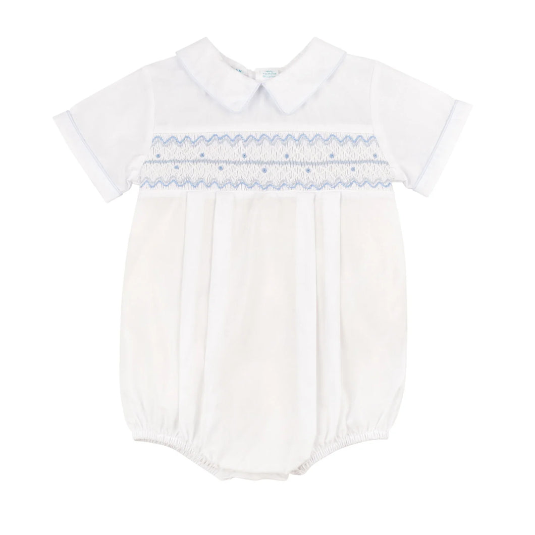 Feltman White/Blue Waves Smocked Bubble