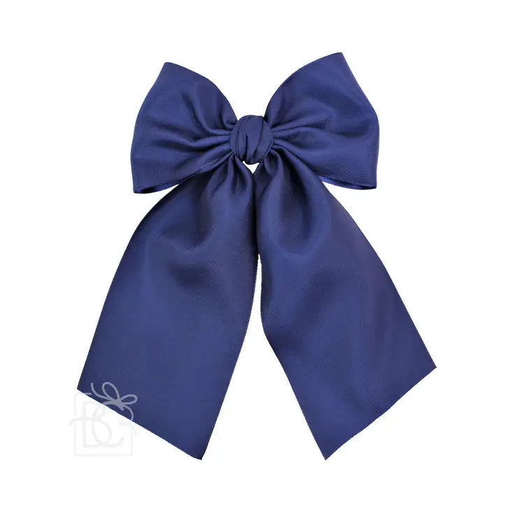 BC 4.5" Navy Satin Euro Knot Bow w/ Tails