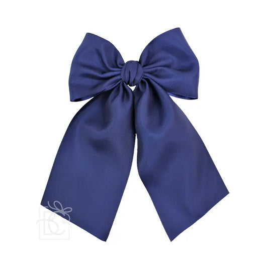 BC 4.5" Navy Satin Euro Knot Bow w/ Tails