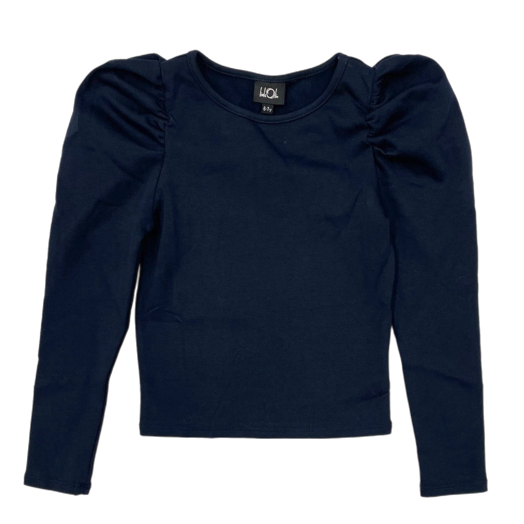 Little Olin Navy Puff Sleeve Top
