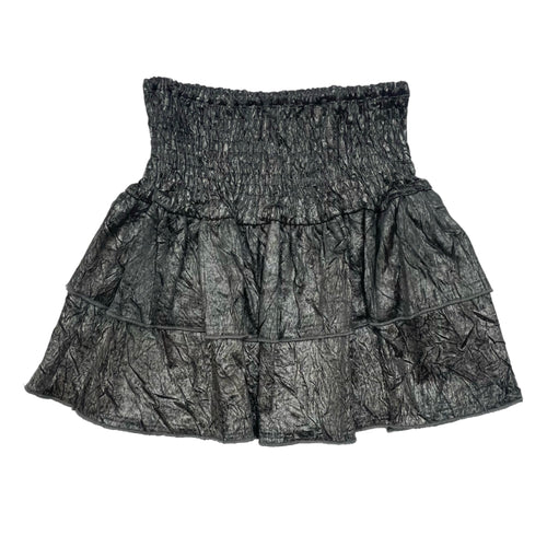 Little Olin Black Metallic Smocked Ruffle Mini Skirt