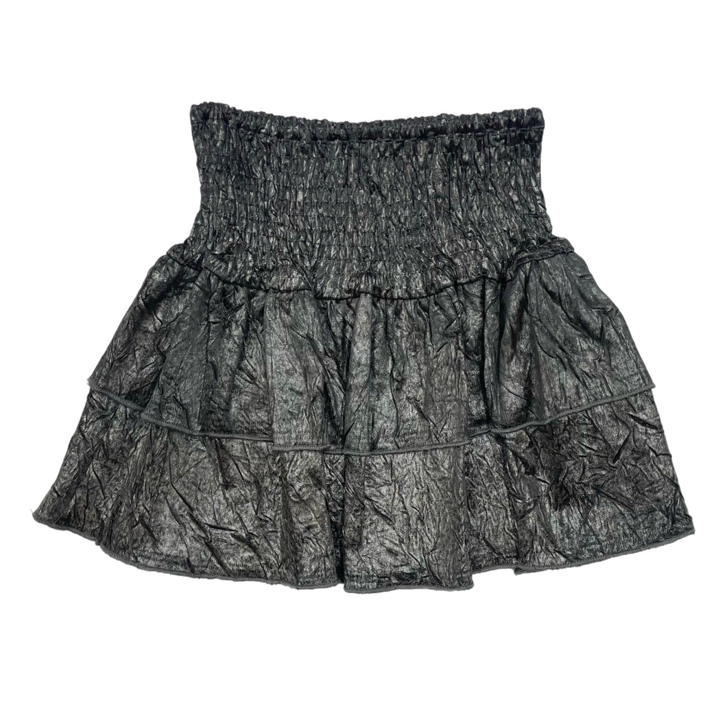 Little Olin Black Metallic Smocked Ruffle Mini Skirt