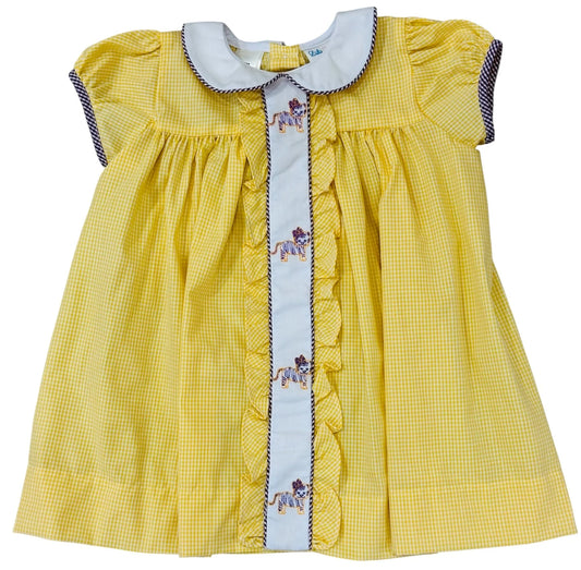 Lulu Bebe Tiger Emb. Dress-Yellow Gingham