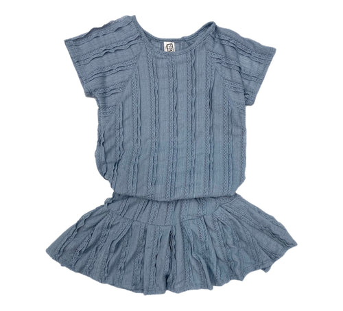 Erge Blue Ruffle Jacquard Skort Set
