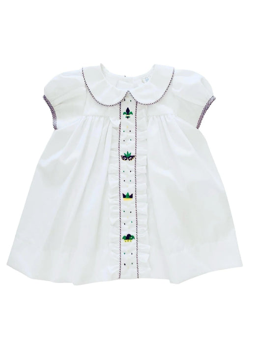 Lulu Bebe MG Embroidered Dress w/ Purple Trim
