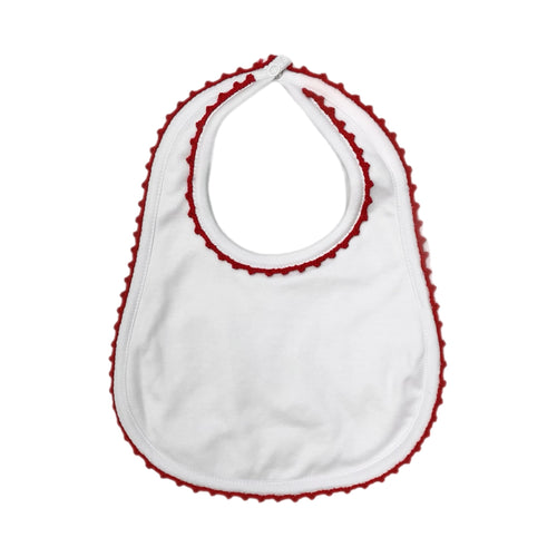 MB White Bib W/ Red Crochet Trim