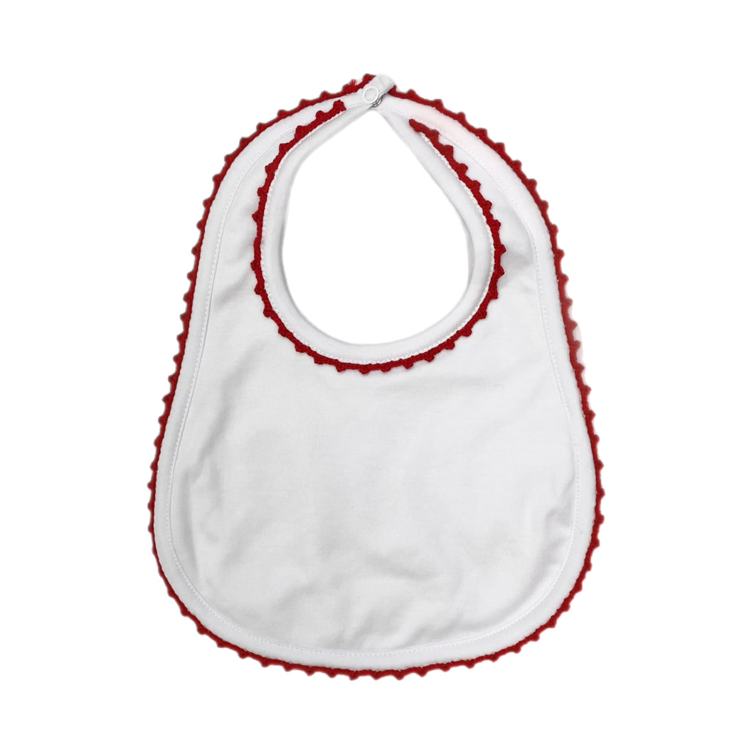 MB White Bib W/ Red Crochet Trim