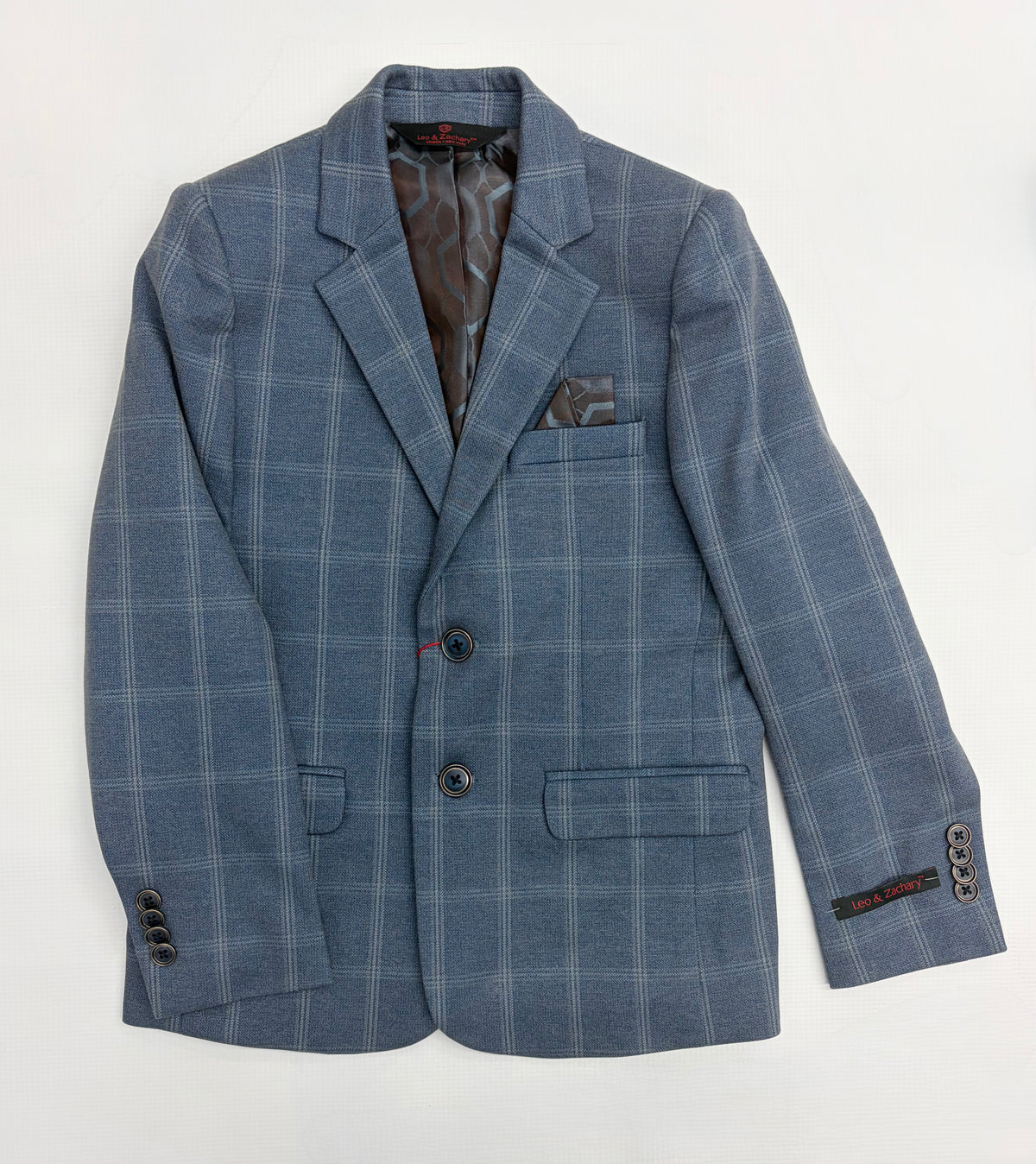 Leo & Zachary Boys Blazer Blue Dual Window Stretch