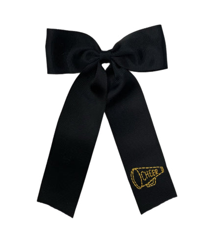 W & W Black Cheer Bow w/ Tails-Med.