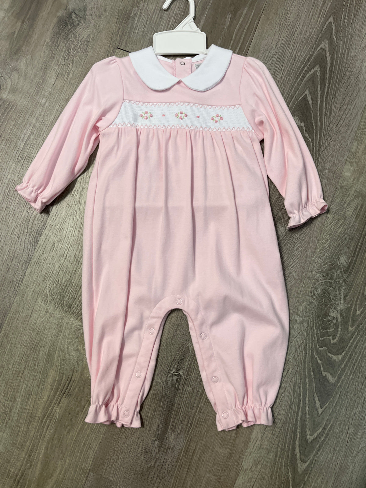 Petit Bebe Pink Knit Smocked Long Romper