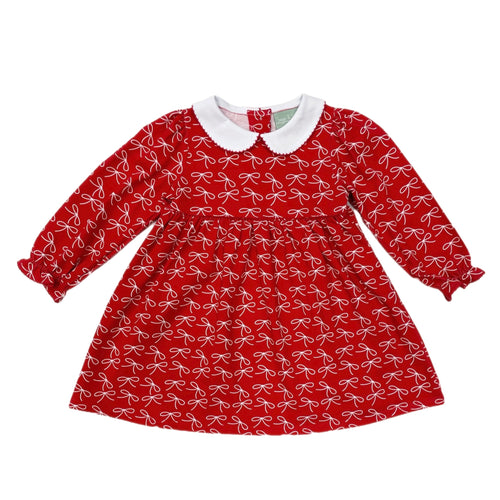 Sage & Lilly Collared Bow Dress-Red