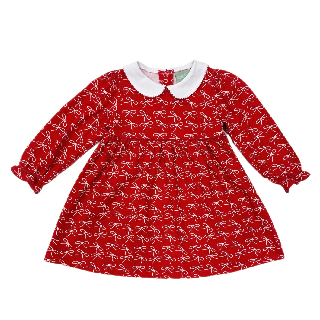 Sage & Lilly Collared Bow Dress-Red